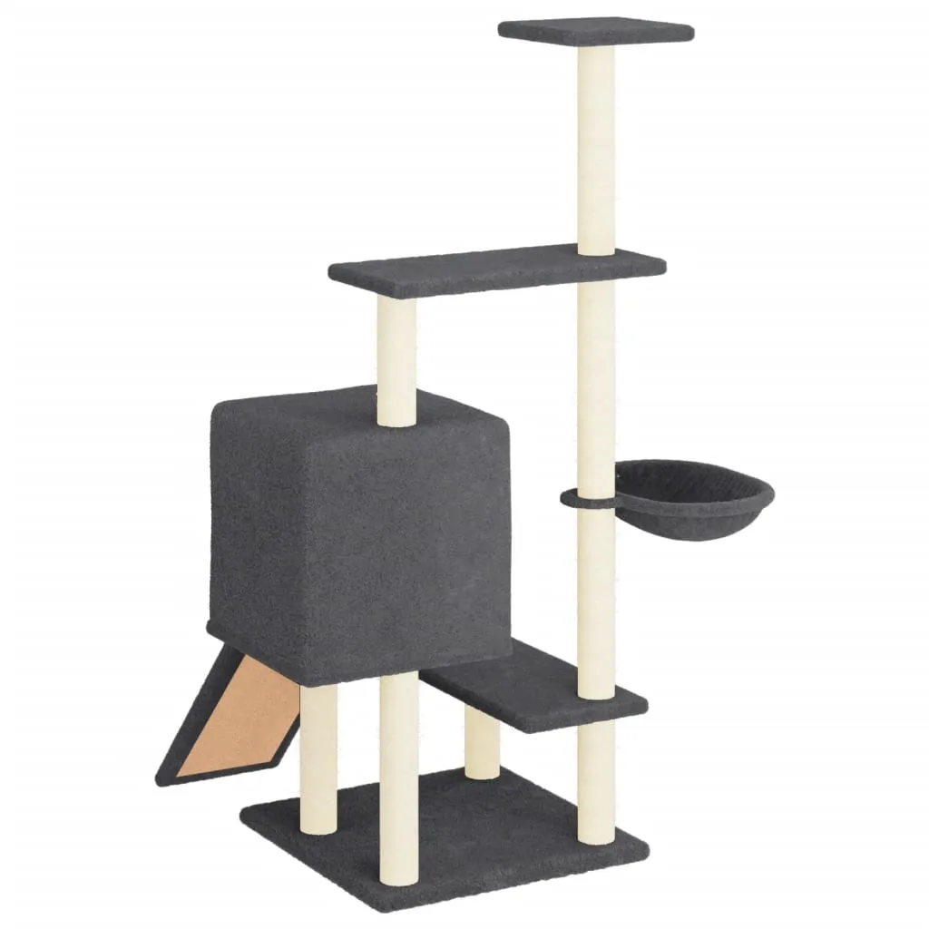 vidaXL Cat Tree with Sisal Scratching Posts Dark Grey 130.5 cm