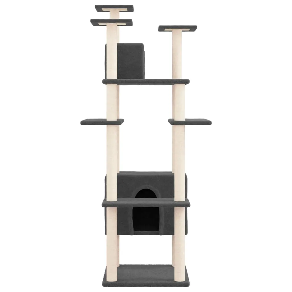 vidaXL Cat Tree with Sisal Scratching Posts Dark Grey 162 cm