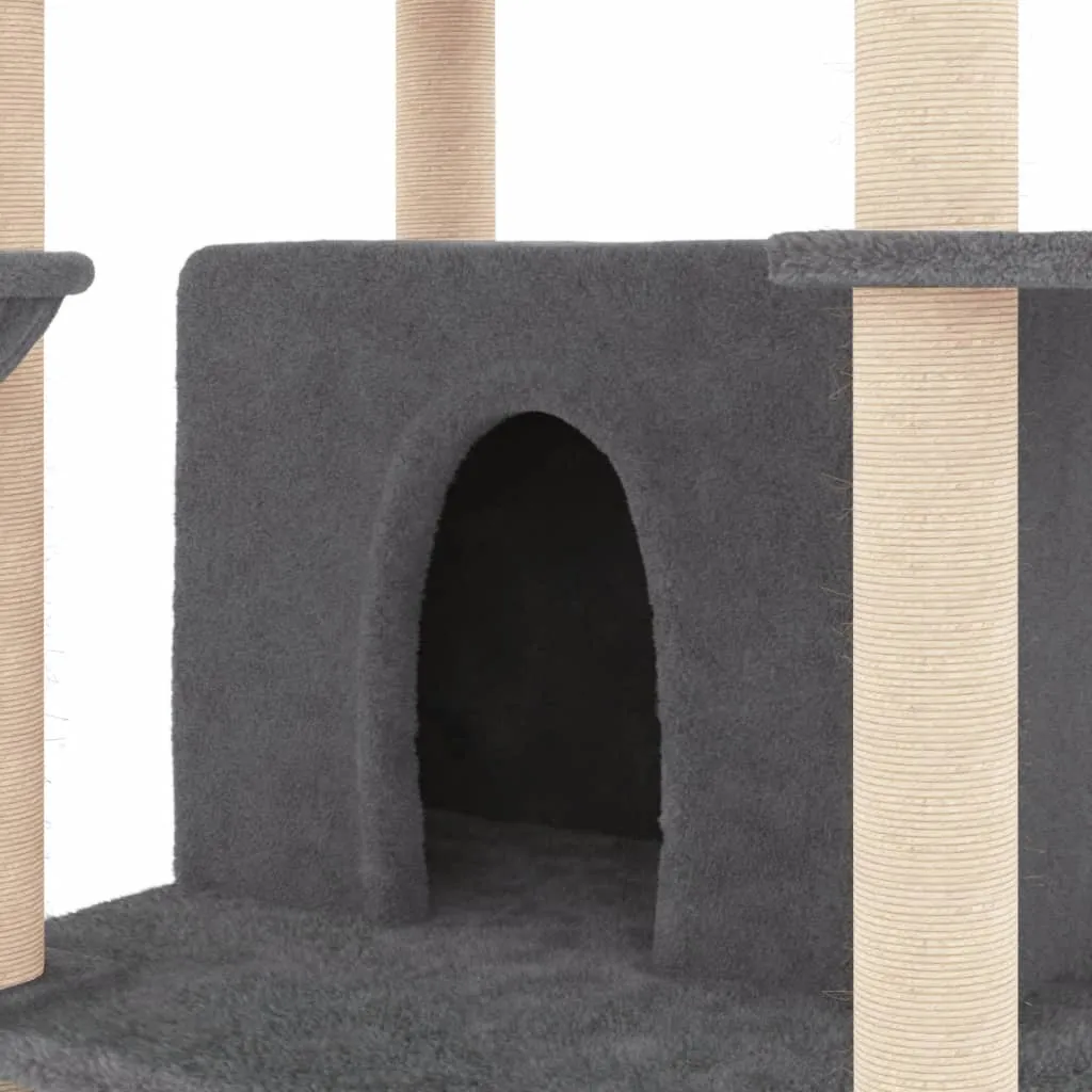 vidaXL Cat Tree with Sisal Scratching Posts Dark Grey 166 cm