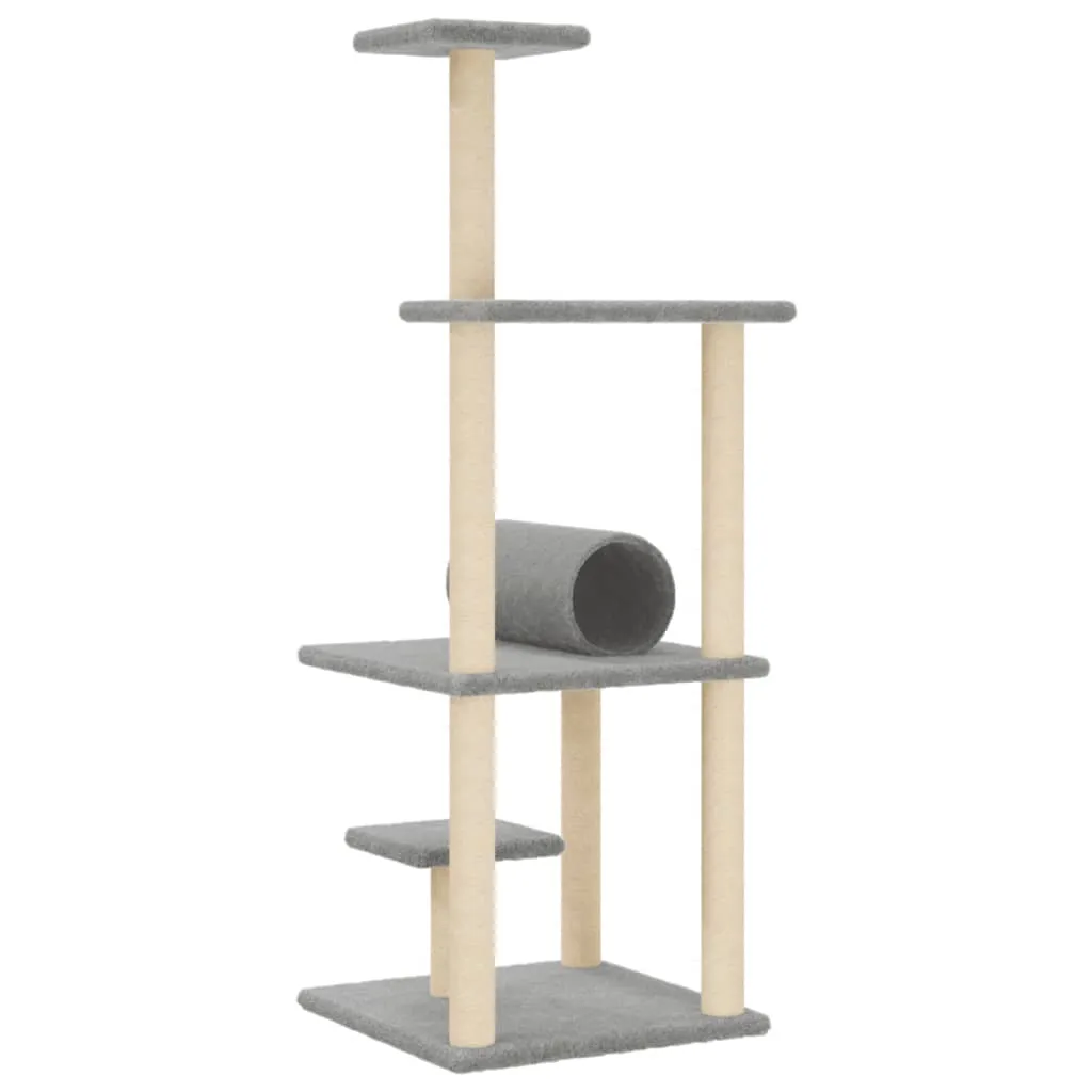 vidaXL Cat Tree with Sisal Scratching Posts Light Grey 136 cm