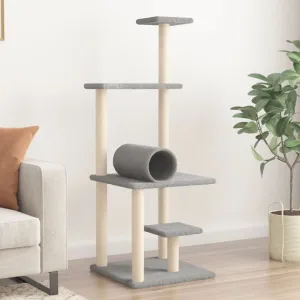 vidaXL Cat Tree with Sisal Scratching Posts Light Grey 136 cm