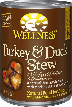 Wellness Turkey and Duck Stew with Sweet Potatoes and Cranberries Recipe Canned Wet Dog Food 12.5 OZ - Natural, Grain Free