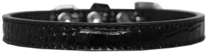 Wichita Plain Croc Dog Collar Black Size 16